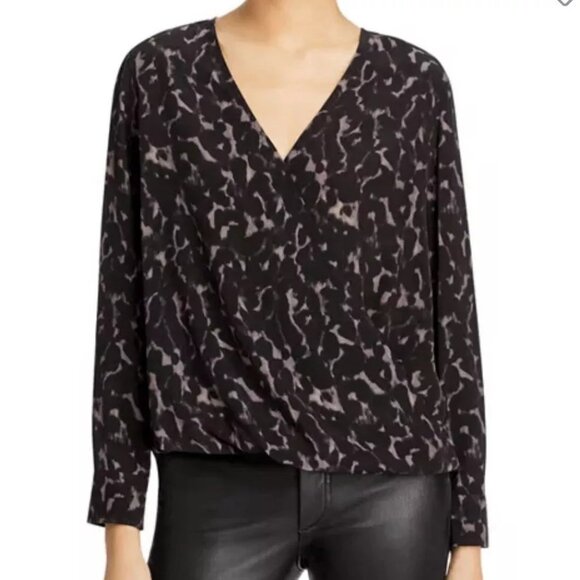 Rails Hillary Diffused Cheetah Animal Print Coffee Brown Wrap Top Blouse… - Picture 1 of 6